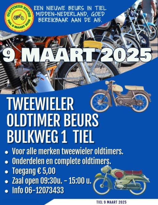 Eine neue Oldtimermesse für Zweiräder in der Mitte der Niederlande an der A15 in Tiel.
